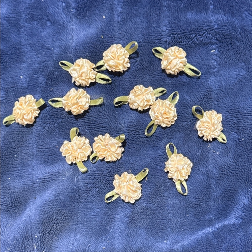 Peach Satin Ribbon Flower Appliques - Pack of 12